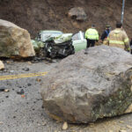 boulders lay in Monongahela Boulevard